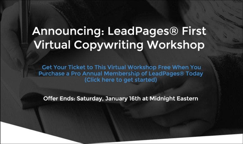  We recently ran an “announcement” promotion to market our very first Copy Workshop. (Page: Sales Page for Relationship Marketers in the LeadPages Marketplace.)