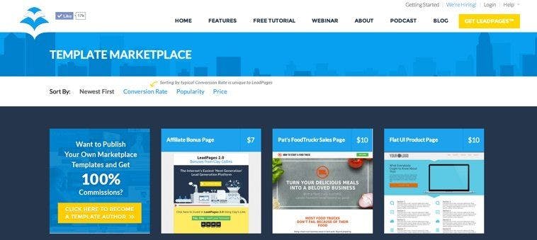 landing page template marketplace