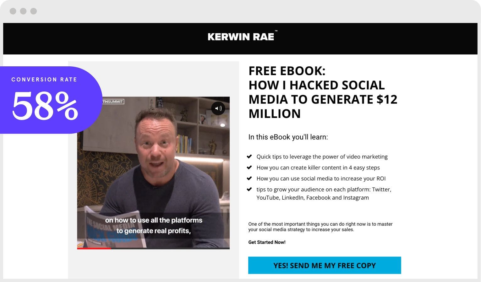 Kevin Rae ebook landing page example