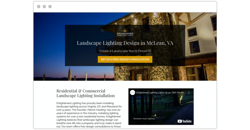 free consultation Enlightened Landscape Lights landing page