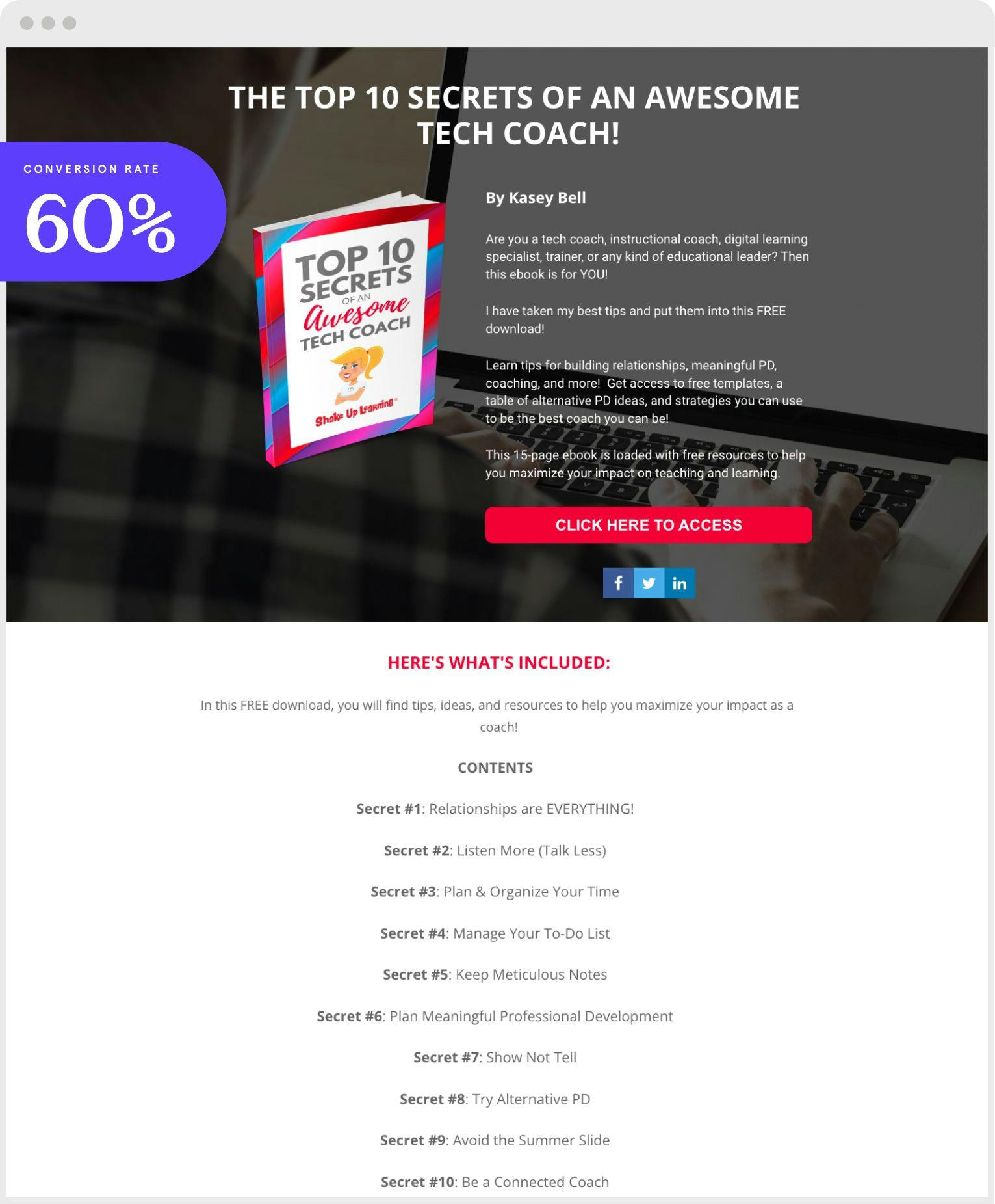 Shake Up Learning ebook landing page example