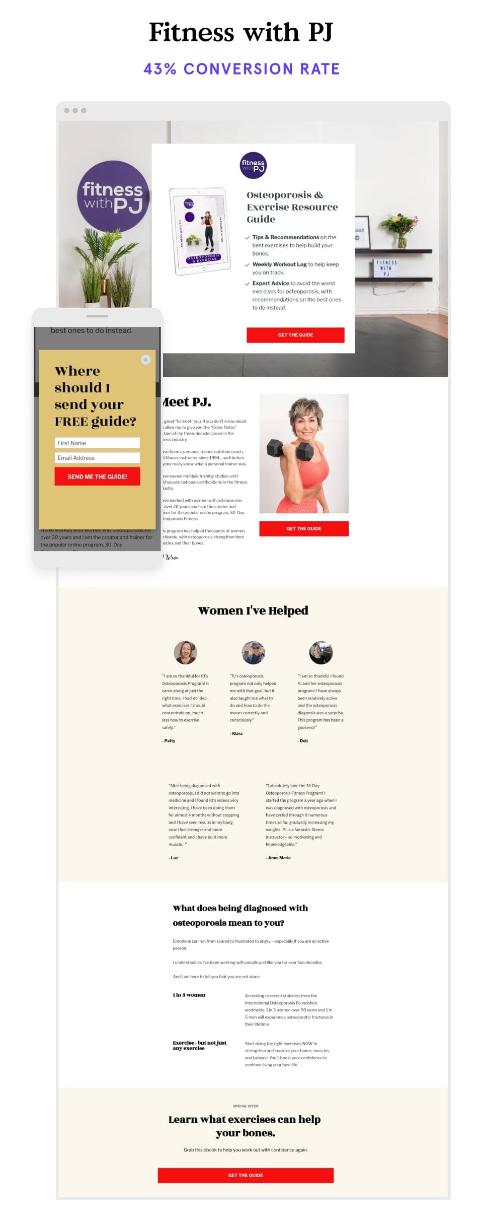 Fitness long-form landing page example