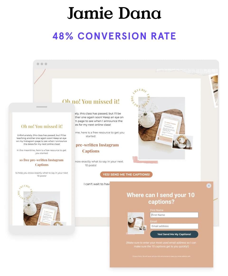 sorry you missed it webinar landing page example