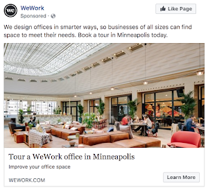 Facebook Ad Example - WeWork